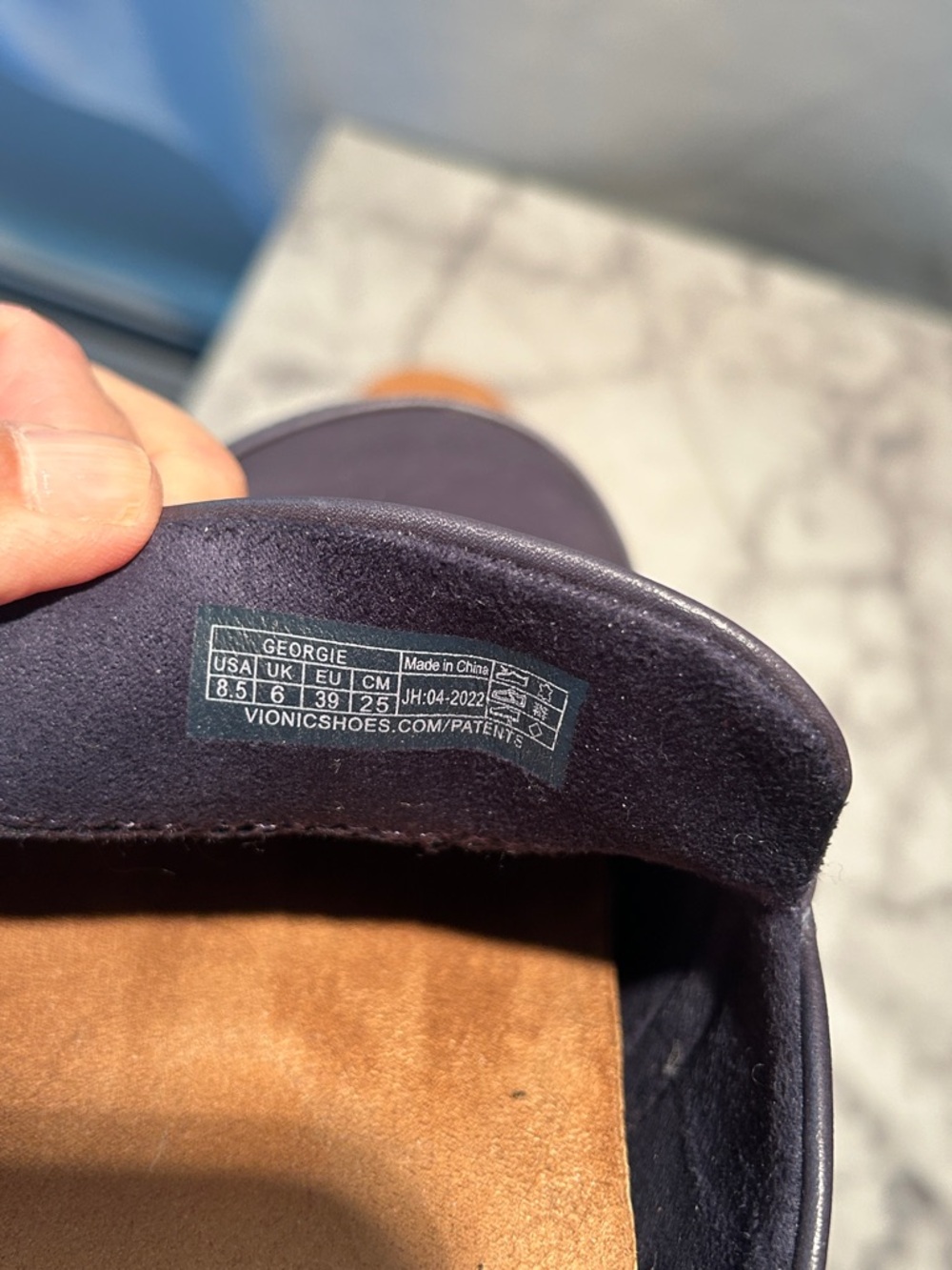 Vionic Navy Leather Chain-Trim Slip-On Mules - Picture 2 of 4